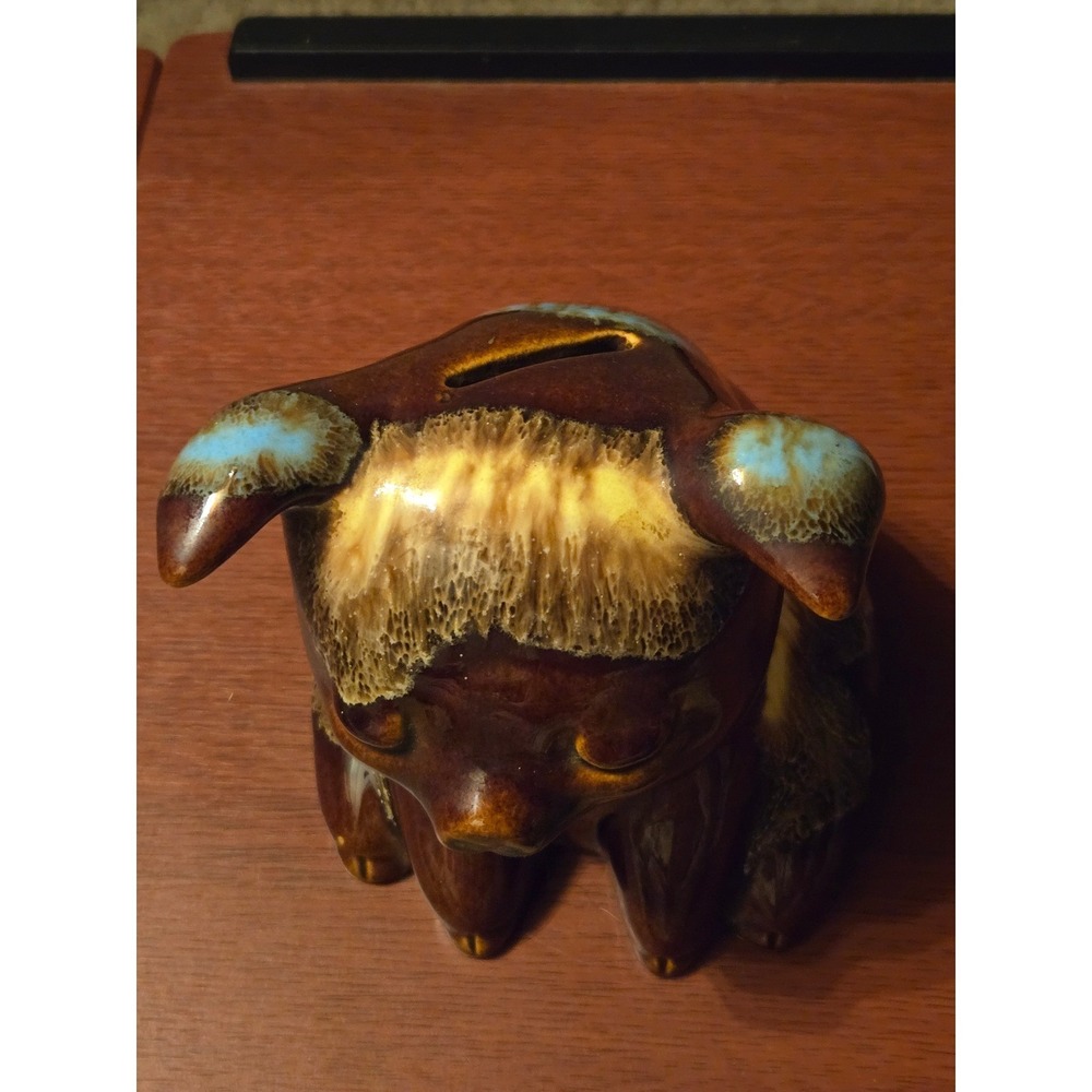 Vintage Hull Pottery Pig Piggy Bank Brown Drip Glaze USA 196 Ceramic Figurine - Picture 5 of 6